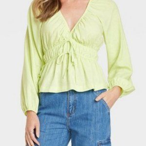UNIVERSAL THREAD NWT Key-Lime Green Puff Long Sleeve Blouse Womens Various Sizes